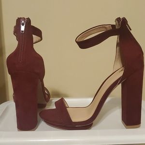Burgundy faux suede platform shoes